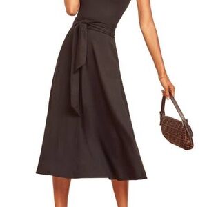 Reformation Helena tie Elegant Black Midi Dress